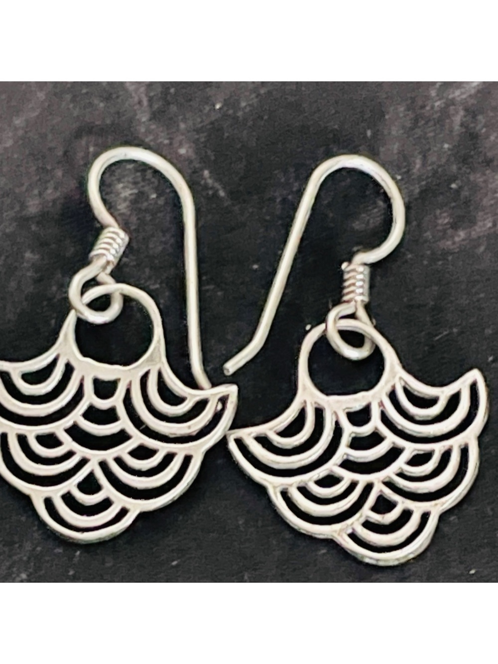 Sterling Silver Fan Drop Earrings small